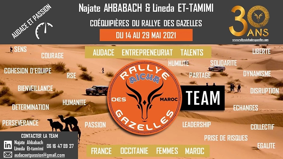 Temps d’Avance soutien la Team Audace & Passion pour sa participation au 30e Rallye Aïcha des Gazelles du Maroc